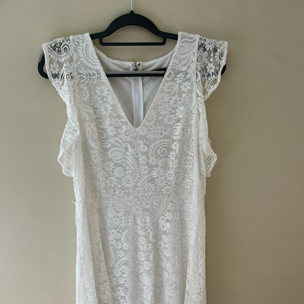 White dress perfect for bridal shower, rehearsal dinner, etc.